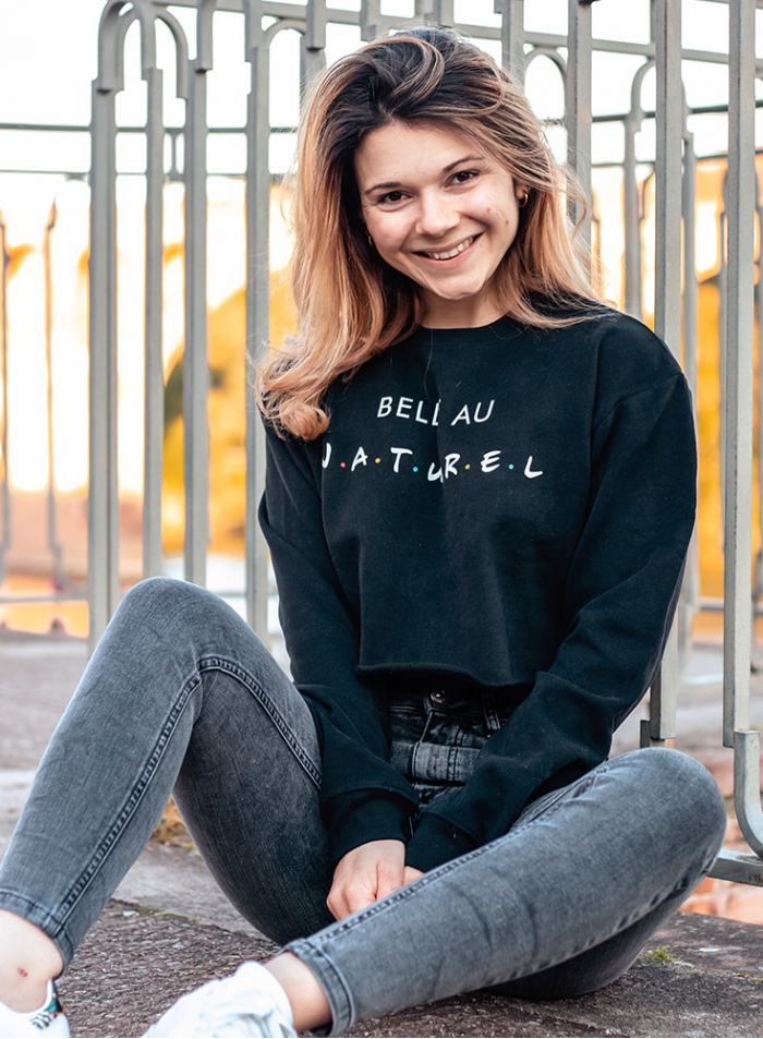 SWEAT CROP TOP BELLE AU NATUREL NOIR